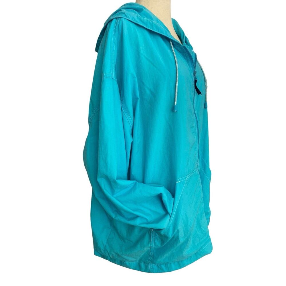 Vintage Venezia Hooded Turquoise Lined Windbreaker Jacket Plus Size 22/24 - Picture 7 of 8